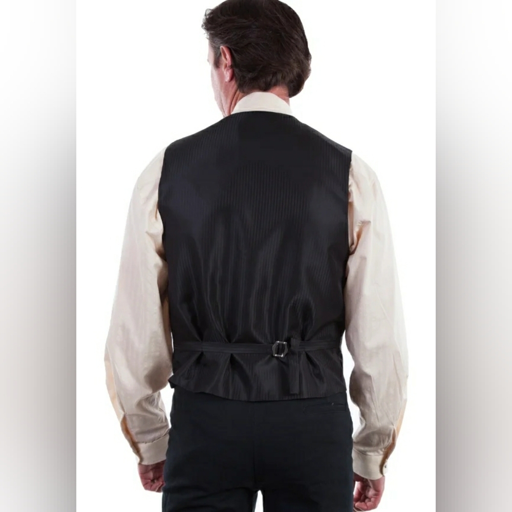 Wah Maker Frontier Vest- Red and Black Brocade Dragon Print - Picture 15 of 16